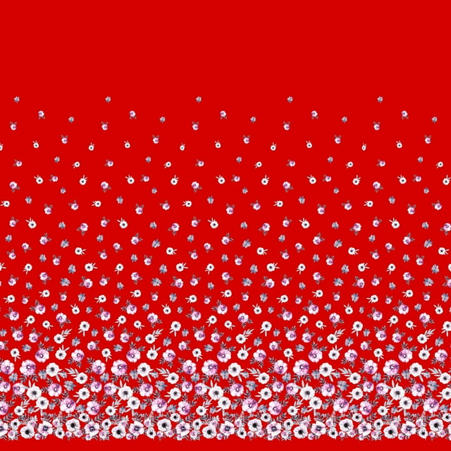 Soimoi Rayon Fabric Leaves & Anemone Flower Panel Print Fabric by Yard 56 Inch Wide