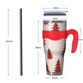 thumbnail image 4 of 40oz Tumbler,Red Christmas Tree Pattern Insulated Tumblers with Removable Handle,Stainless Steel Double Vacuum Coffee Tumbler Cup with Straw for Home,Office,Travel,Party, 4 of 5