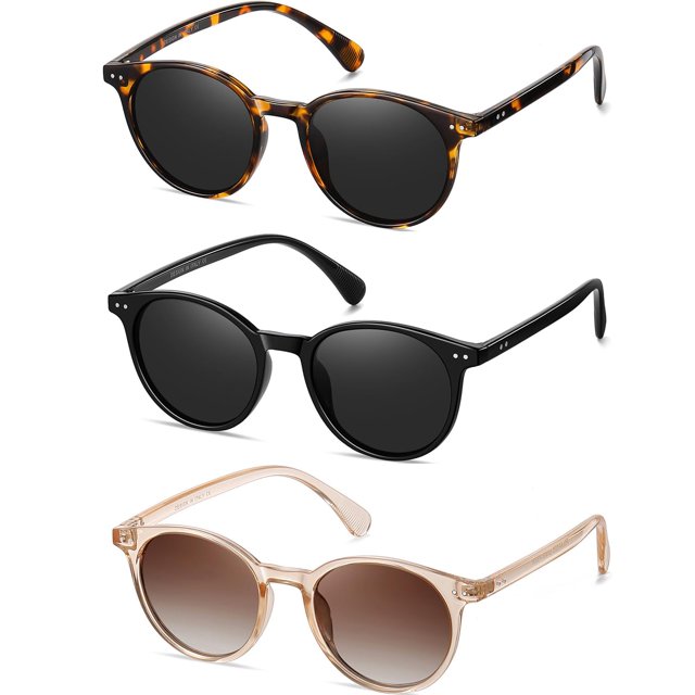 Gafas de Sol NCLLCE Pequeñas Redondas Polarizadas para Mujer UV400 (Paquete de 3)