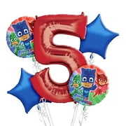 Party City PJ Masks 5th Birthday Balloon Bouquet, Party Decorations, Reusable, 5 Pieces