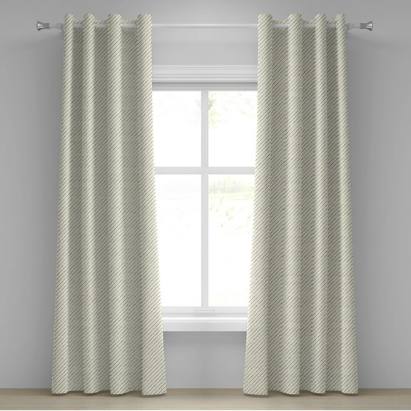 Ambesonne Striped Grommet Curtain, Geometric and Modern, 50" x 72", White and Yellow