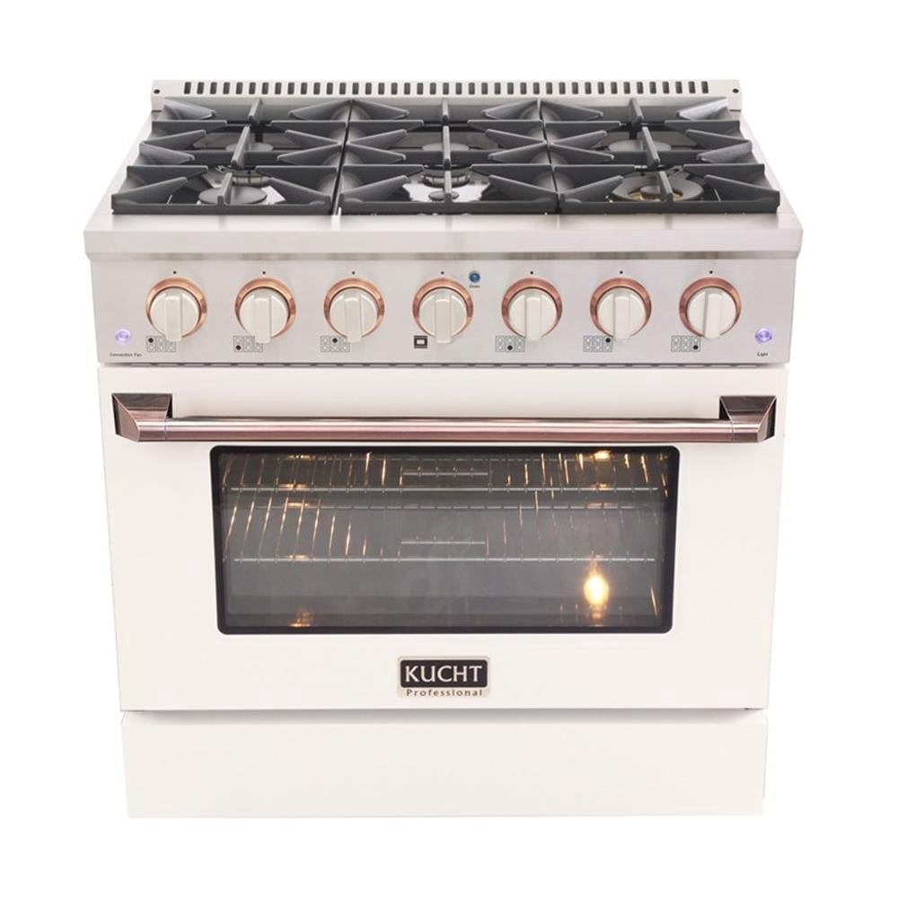 Pemberly Row 36" 5.2 cu. Dual Fuel Range Propane Gas in Rose Gold Handle