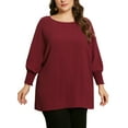 thumbnail image 2 of DARING DIVA Women's Plus Chiffon Batwing Ruffle Long Sleeve Casual Blouse 2X Burgundy, 2 of 6