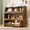 Brown, variant on Fowroa Modern 2 Tier Portable Kids Toy Storage Organizer Bookcase with 2 Removable Bins 4 Wheels Wood