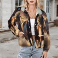 thumbnail image 3 of Jackets for Women Winter Coat Jackets Flannel Stand Collar Jacket(Galloping Horses Desert Art,Size:S-4XL), 3 of 7