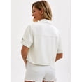 thumbnail image 4 of DARING DIVA Women's Short Sleeve Denim Collared Button Up Cropped Jean Jacket XL White, 4 of 7