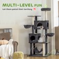 thumbnail image 4 of PawHut 66 Inch Cat Tree with 2 Door Condos, 3 Big Hammocks, Dark Grey, 4 of 10