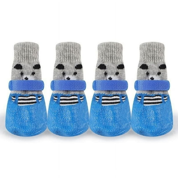 mfyjkho Zapatos para perros pequeños con calcetines de punto, suela de goma impermeable, protectores antideslizantes para patas para días lluviosos, talla pequeña, paquete de 4