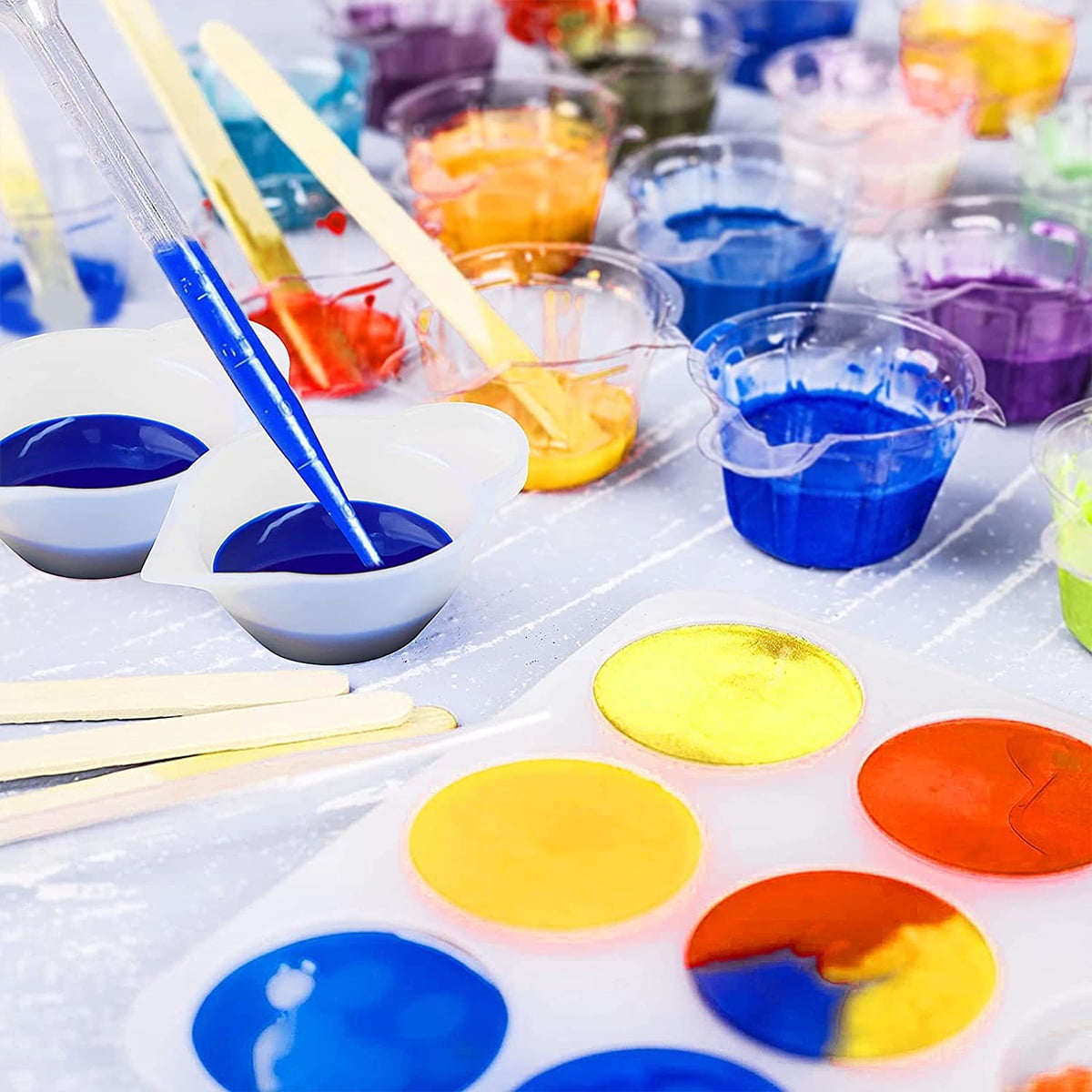 Pluokvzr Silicone Resin Measuring Cups Tool Kit DIY Creativity Epoxy