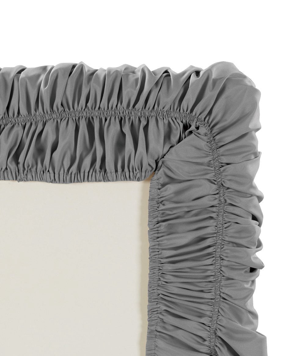 Easy Fit Bed Skirt Wrap Around Elastic Bed Ruffle with 17 Inch Drop Solid Red Bedroom Decor
