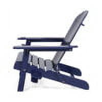 Outdoor Foldable Leisure Lounge Chair, Acacia Wood Casual Rest Chair for Patio Garden, Blue