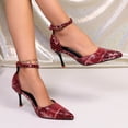 thumbnail image 3 of Xucatan Women's Snake Print Heels, Pointed Toe Floral Embroidered Up High-heeled Shoes Pumps, Closed Toe Ankle Strap Dress Shoes, Versatile Spring Summer Evening Footwear Gift, 3 of 9