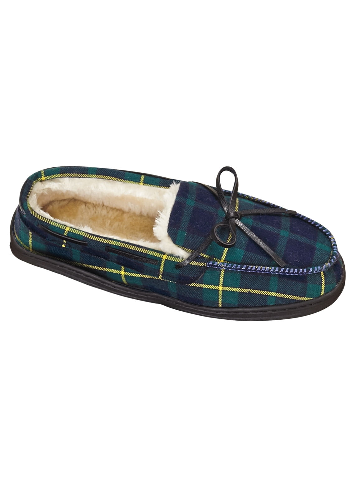 mens plaid moccasin slippers