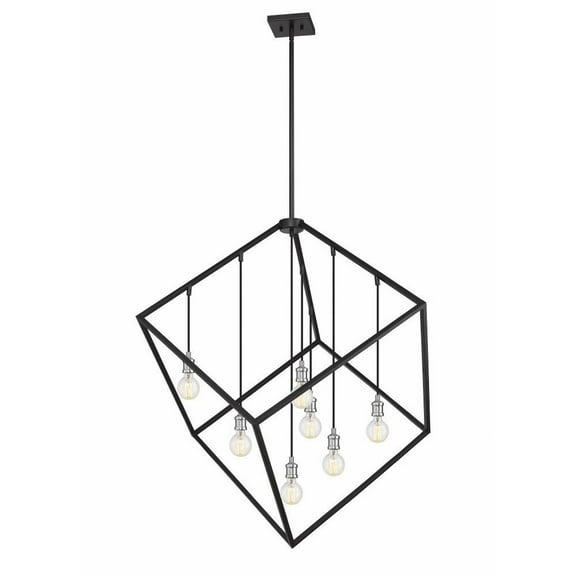 7 Light Pendant in Linear Style 44 inches Wide By 47 inches High-Matte Black/Brushed Nickel Finish Bailey Street Home 372-Bel-4186072