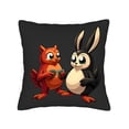 thumbnail image 4 of Set of 2 Throw Pillow Covers 18x18in - Cute Cartoon Red Squirrel & Black Rabbit Design for Couch Bed Car Decor, 4 of 8