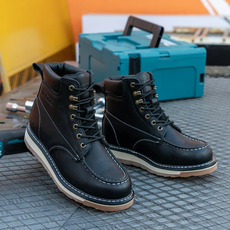 SAFETY LOONG Moc Toe Work Boots for Men Soft Toe Comfortable 