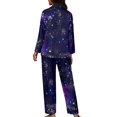 thumbnail image 2 of Renewold Warm Button Down Pajamas for Women Vacation Jogger Athletic Clothing 2pcs Pjs Sets Starry Sky Graphic Scoop Neck Pullover Tops Elastic Waist Sweatpants Size M, 2 of 6