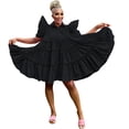 thumbnail image 3 of asdoklhq Maxi Dress Womens Solid Color Court Style Loose Flounce Dress Black L, 3 of 4