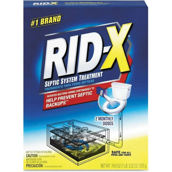 Rid-X 80307 Septic System Treatment Concentrated Powder, 19.6 Oz, 6/Carton