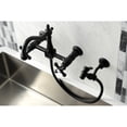 thumbnail image 2 of Kingston Brass KS1260AXBS Heritage Wall Mount Bridge Kitchen Faucet with Brass Sprayer, Matte Black, 2 of 5