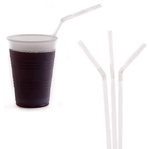 [400 Pack] Individually Wrapped Flexible Plastic Drinking Straws - EcoQuality Disposable Clear Straws, BPA Free Plastic - Bendy, Party, Fancy Straws, Birthday Parties, Bendi Straws, Catering