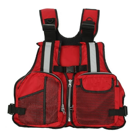 Hi Reflective Jacket - Grtsunsea Adult Universal Adjustable Fishing Life Jacket Boating Kayaking Watersports Life Vest with Multi-Pockets and Reflective Stripe