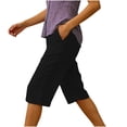 thumbnail image 3 of yillto Capris Pant for Womens Straight Leg Loose Dressy Pants Elastic Waist Casual Capri Trousers with Pocket, 3 of 6