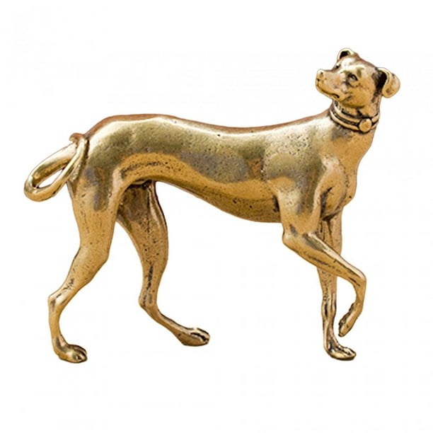 Estatuilla de perro de latón, estatua de perro, minicolección de animales, adorno de perro para estantería, sala de estar, hogar, oficina,