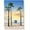 Palm tree and cottage, variant on Beach Seaside Canvas Wall Art: Coastal Coconut Trees Painting Ocean Swing Hanging on Palm Tree Picture Seascape Sunset Artwork Decor for Living Room Bathroom 16" x 12"
