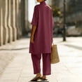 thumbnail image 6 of Ahabrexf Women's Solid Color Jacket with Camisole and Pants 3-Pc Set Casual Loose Fit Summer Outfit, 6 of 9