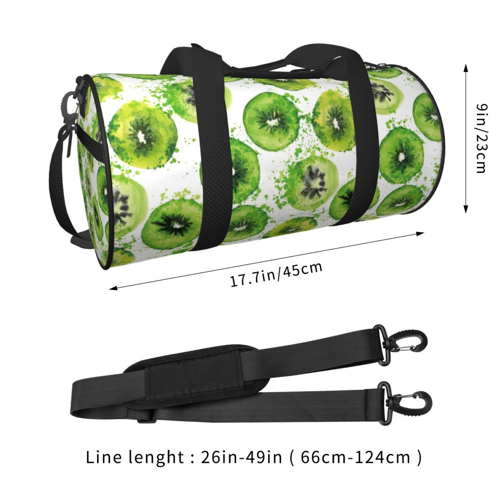 Vsdgher Green Kiwi 45L Foldable Duffel Bag, Sports Gym Bag,Overnight Bag, Portable Weekender Bag for Airplanes