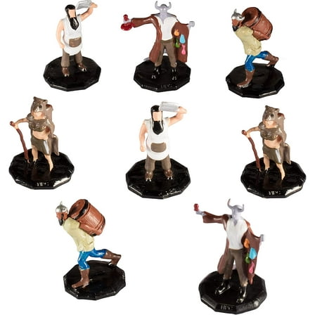 Monster Townsfolk Mini Fantasy Figures - Merchants - 8pc Hand-Painted Non Player Character NPC Miniatures - 1" Hex-Sized Compatible with DND Dungeons Dragons, Pathfinder, RPG Games