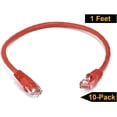 thumbnail image 1 of iMBAPrice Câble Patch Ethernet Réseau Cat5e IMBA-CAT5-25RD-10PK (Lot de 10), 25 Pieds, Rouge, 1 of 5
