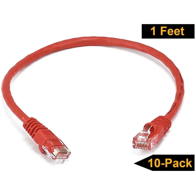 iMBAPrice Câble Patch Ethernet Réseau Cat5e IMBA-CAT5-25RD-10PK (Lot de 10), 25 Pieds, Rouge
