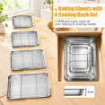 Stainless Steel Baking Sheet With Wire Rack Set, 4 Pans + 4 Racks, 16 ...