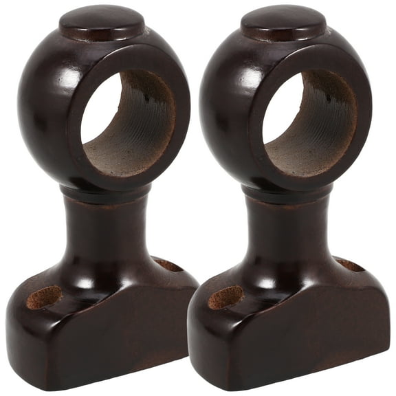 2pcs Wood Curtain Rod Holder Wall Mounted Heavy Duty Curtain Rod Brackets Bathroom Closet Rod Bracket for Curtain Pole Accessories