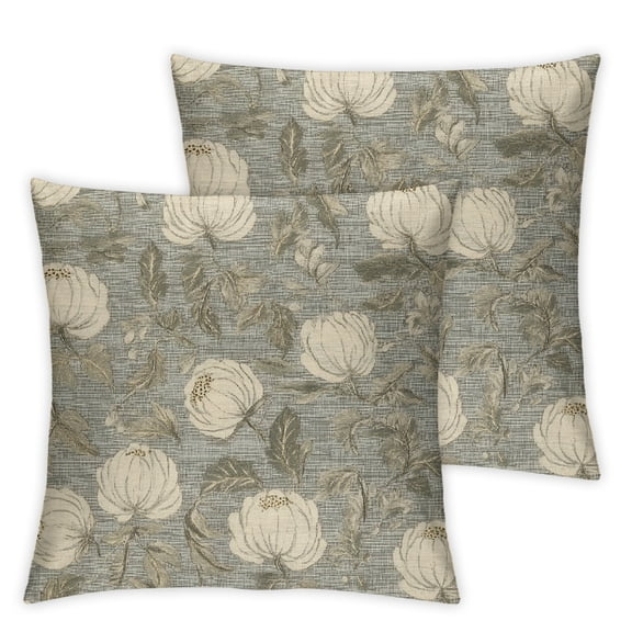 Vintage Floral Block Print Decorative Throw Pillow Covers Set of 2 Green Outdoor Cottage Spring Summer Decor Cushion Cases Country Decorations for Home Room Couch