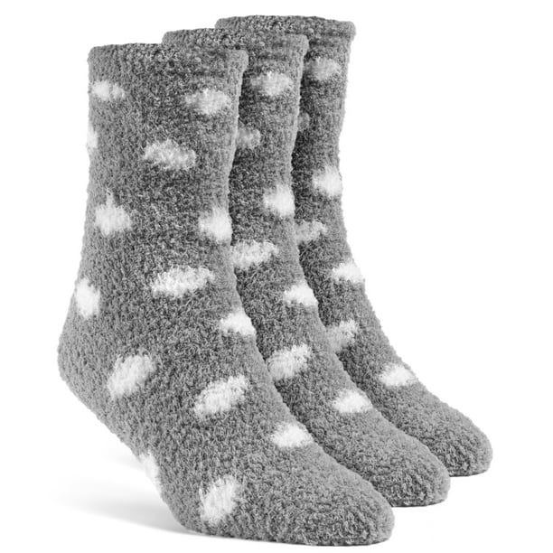 YolBer Women's Dotted Fluffy Crew Fuzzy Socks 3 Pairs
