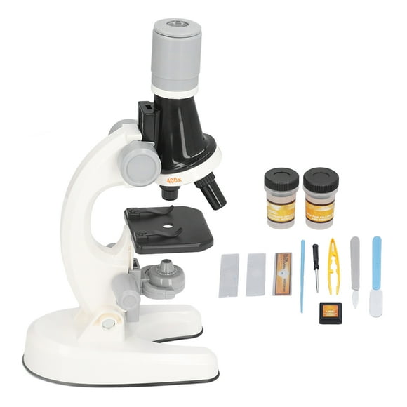 Microscope Toy Microscope Educational Toy Kids Microscope Kit LED 1200X Microscope With Specimen Slides Science Educational Toy Birthday Gift White