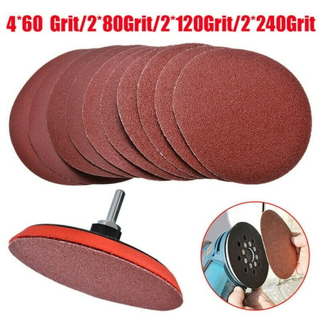 

10* Mixed Grit Hook Loop 125mm-Sanding Discs Sandpaper Backing Pad Drill Adaptor