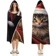 thumbnail image 3 of Hooded Blanket Soft Fleece Wearable Blanket Christmas Cat Wearable Blanket Wrap with Hood Comfy Blanket for Adult, 3 of 6