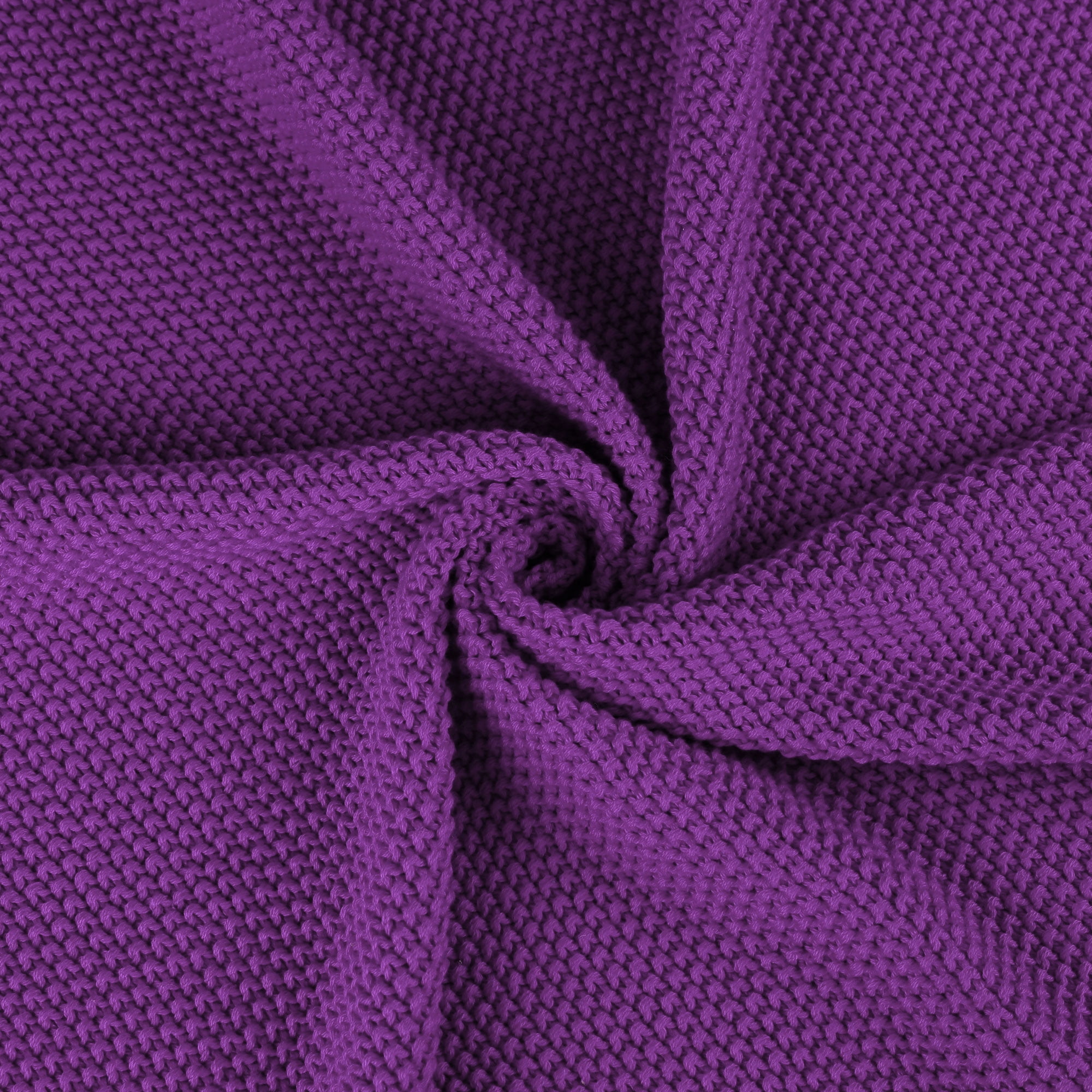 Unique Bargains Pure Cotton Soft Cable Knit Throw Blanket Purple 51" x 59"