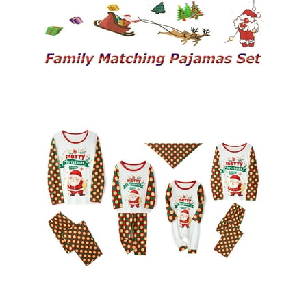 

Christmas Family Matching Clothes Outfits for Couples Dog Owner Long Sleeve T-Shirt + Casual Trouser Pant Set Xmas Party