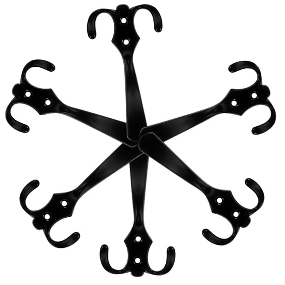 ETEREAUTY 6-Pack Black Metal Wall Hooks Space Saving Organizer for Hanging Clothes Towels Bags