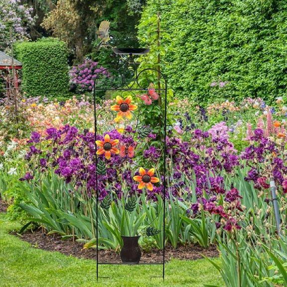 koolsoo Bird Bath with Trellis Garden Plant Support Heavy Duty with Drinking Basin Bowl Birdfeeder Station Birdbath for Backyard Yard