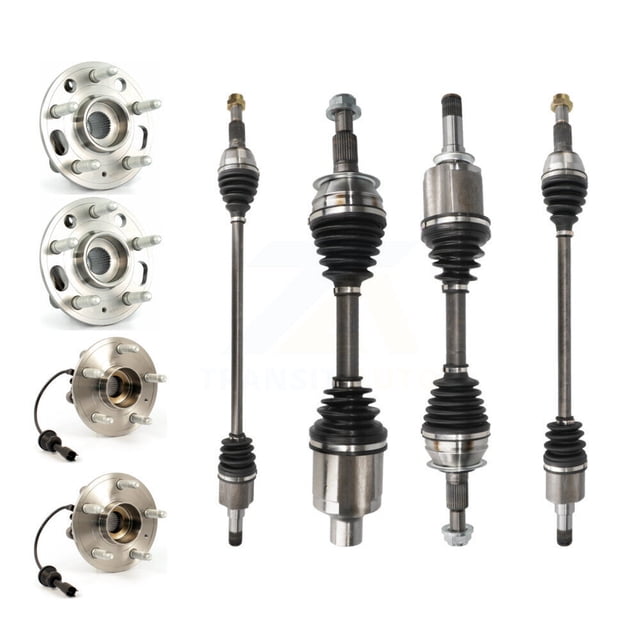 Kugel Front Rear CV Axle Drive Shaft and Complete Wheel Hub Bearing Assembly Kit (8Pc) for Car Chevrolet Equinox GMC Terrain Primary Design - Left Right Side (Driver Passenger) KN7-100493