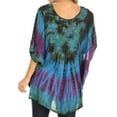 thumbnail image 2 of Sakkas Sunia Tie Dye Caftan Sleeve Blouse | Cover Up - Royal Blue - One Size, 2 of 5