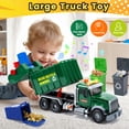 thumbnail image 4 of JoyStone Kids Garbage Truck Toy, Friction Powered Recycling Truck with Lights & Sounds, Lift & Rotating Trash Bin Function, 3 Trash Bins, Interactive Toy for 3-8 Years Old, 4 of 10