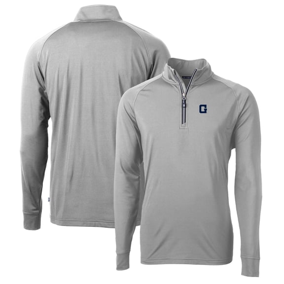Men's Cutter & Buck Gray Georgetown Hoyas Adapt Eco Knit Stretch Recycled Quarter-Zip Pullover Top