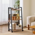thumbnail image 2 of 4 Tier Kitchen Storage Cart with Lockable Wheels & 6 Hooks, Mobile Utility Organizer Rolling Cart  Brown, 2 of 8